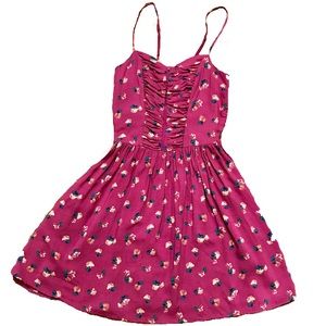 Cute Purple Flowery Spaghetti Strap Dress